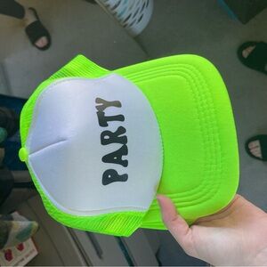 Neon Green and White Party Hat